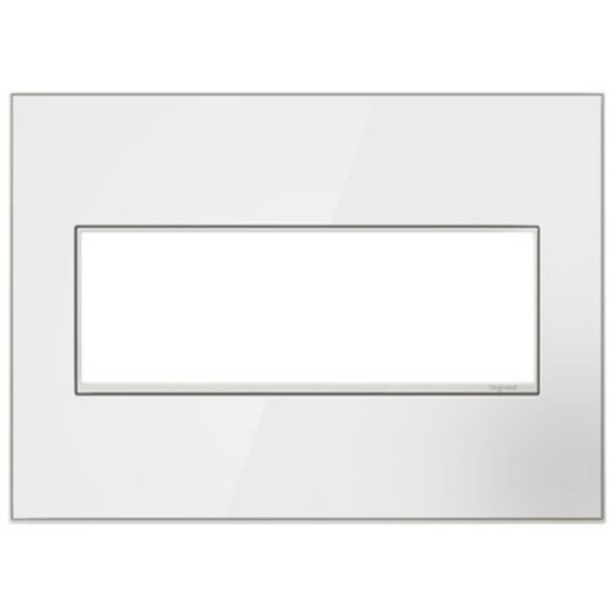 Legrand Adorne | Wall Plate (Real Materials) — Mirror White on White, 3-Gang