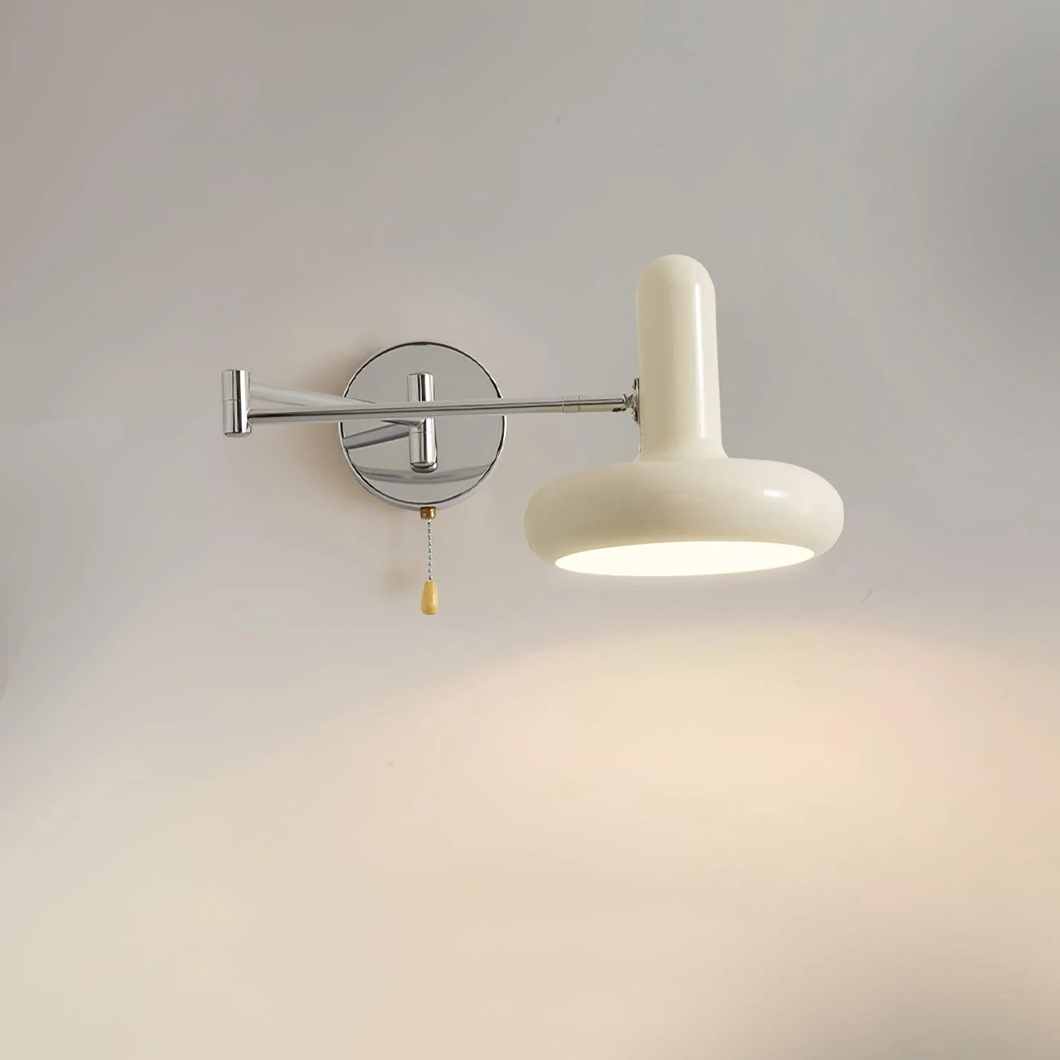 Vakkerlight Rocker Wall Light with cream metal shade and chrome finish, adjustable arm