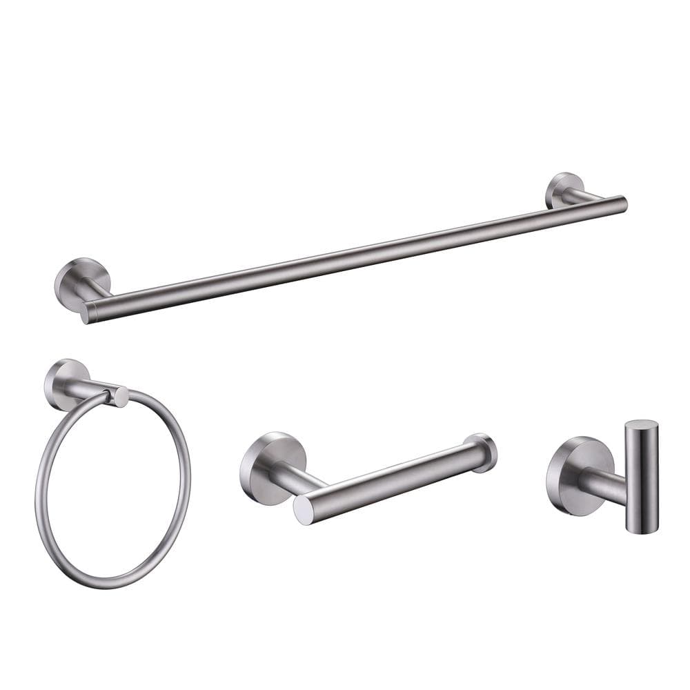 Case of 5 - 4 Pc Towel Bar Sets in brushed stainless steel finish