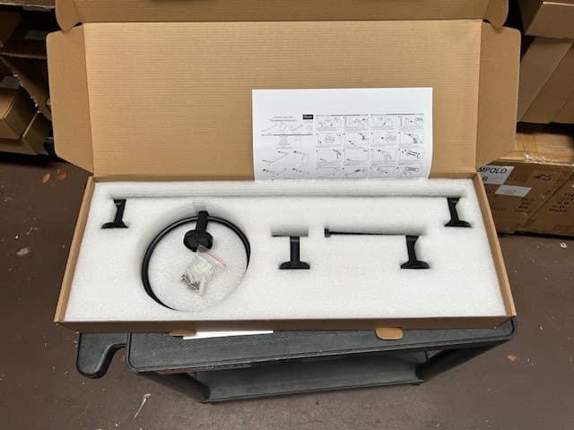 Case of 5 - 4 Pc Towel Bar Sets in Matte Black, stainless steel