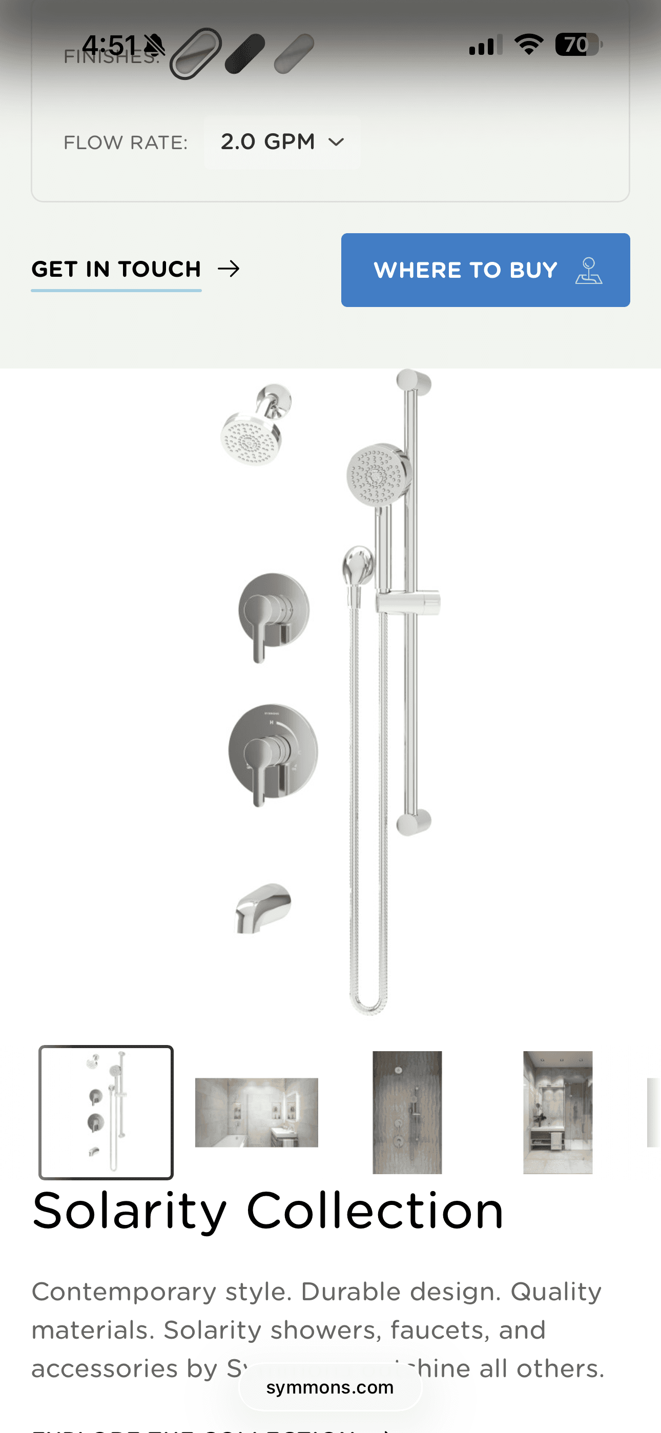 Symmons Solarity shower/tub trim in polished chrome, new in box