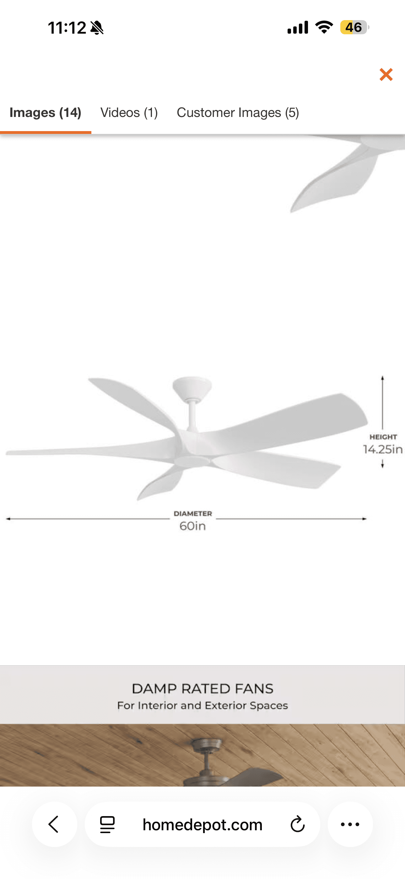 Progress Lighting Vernal 60" smart LED ceiling fan, indoor/outdoor rated
