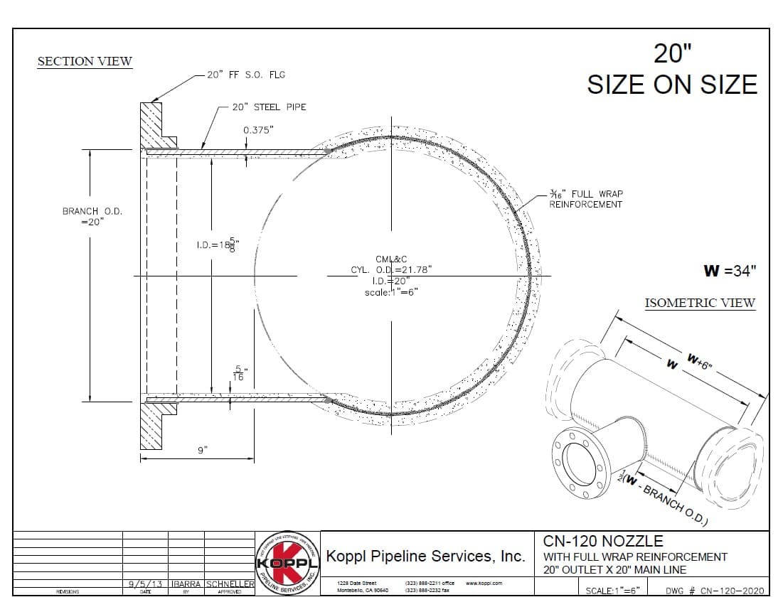 Koppl 20x20 CN-120 Tapping Sleeve with Flanged Outlet