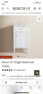 21'' Single Bathroom Vanity, with marble top