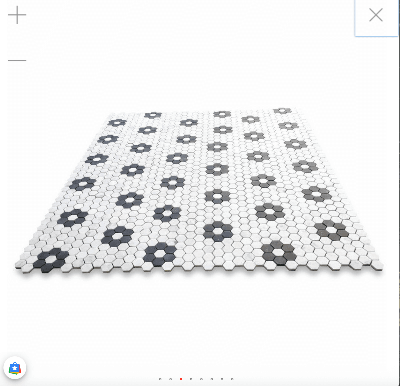 Carrara White Marble 1 inch Hexagon Rosette Mosaic Tile w/ Nero Marquina Black Honed (66 sheets!) - alternate view