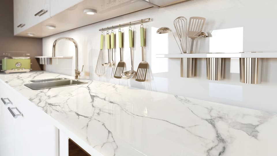 Porcelain4Top, Statuario Bianco, 12mm, Polished, Face A - alternate view