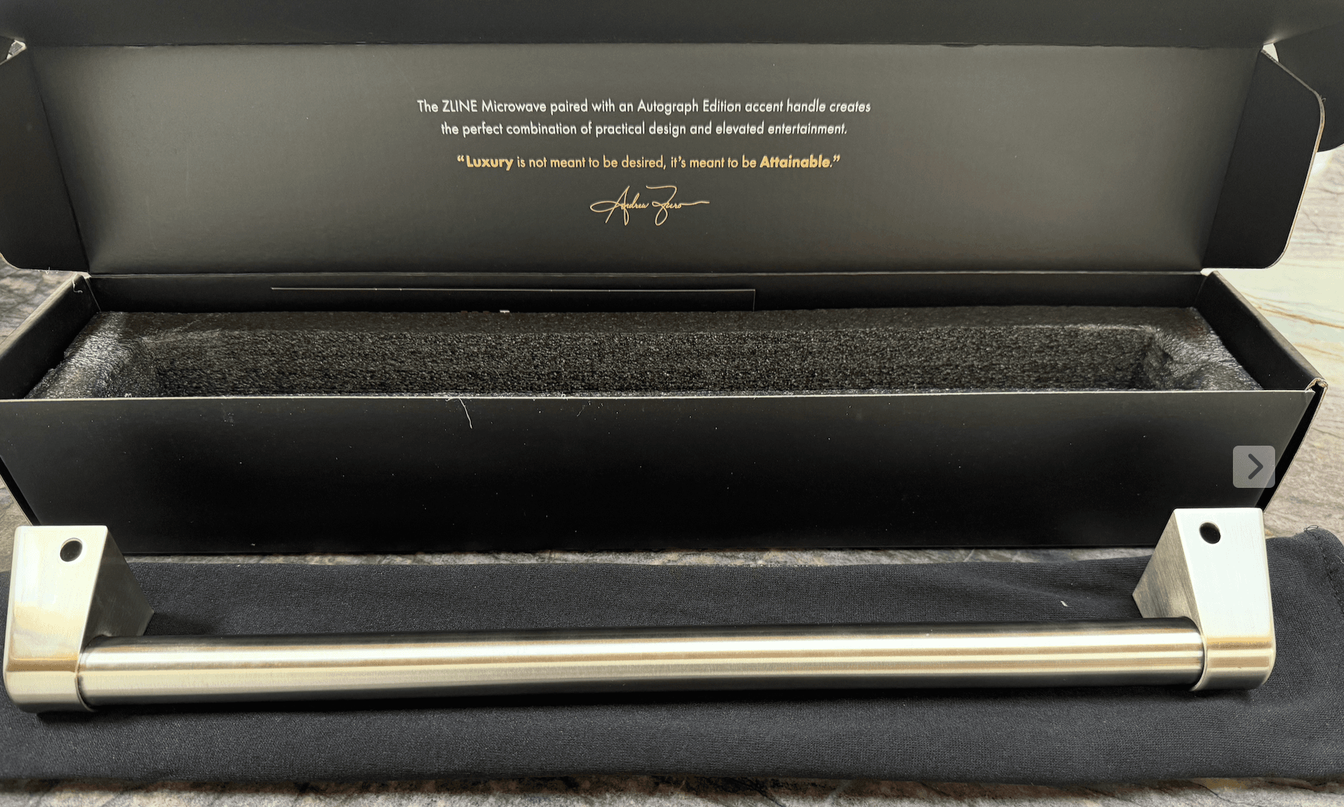 ZLINE Autograph Edition stainless steel microwave drawer handle