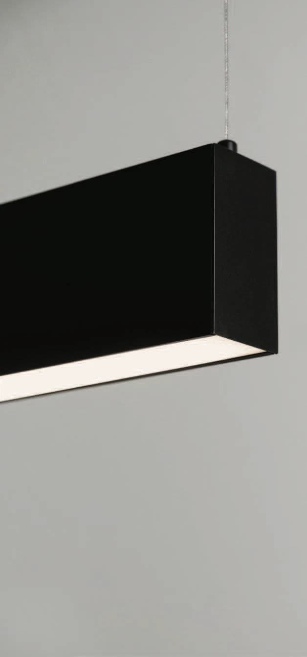 Linear LED Ceiling Pendant Light - Matte White & Black - alternate view