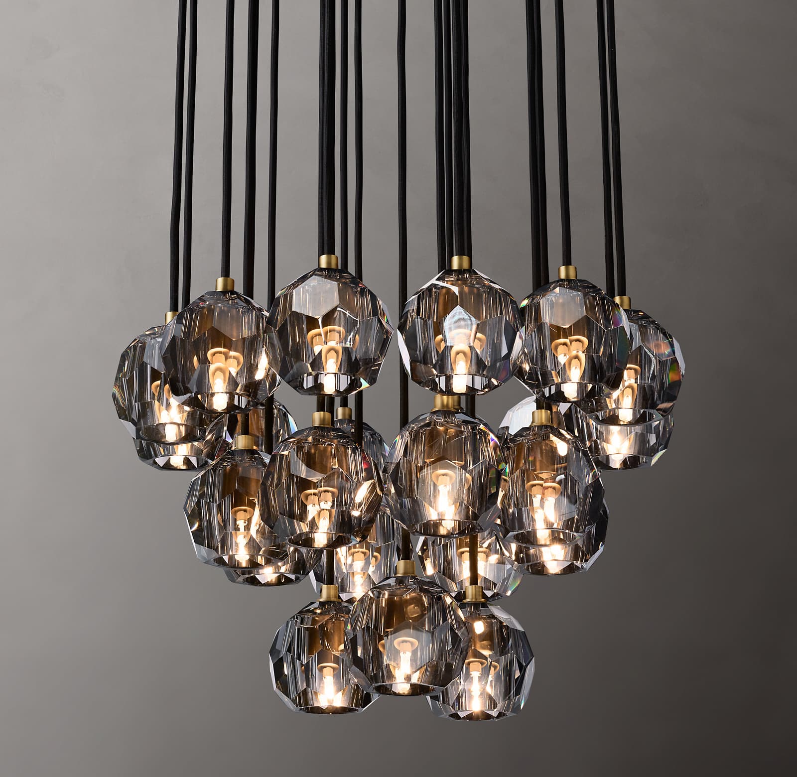 Restoration Hardware (Rh) Restoration Hardware - Modern - Boule De Cristal Smoke Glass Round Cluster Chandelier 24" in Bronze