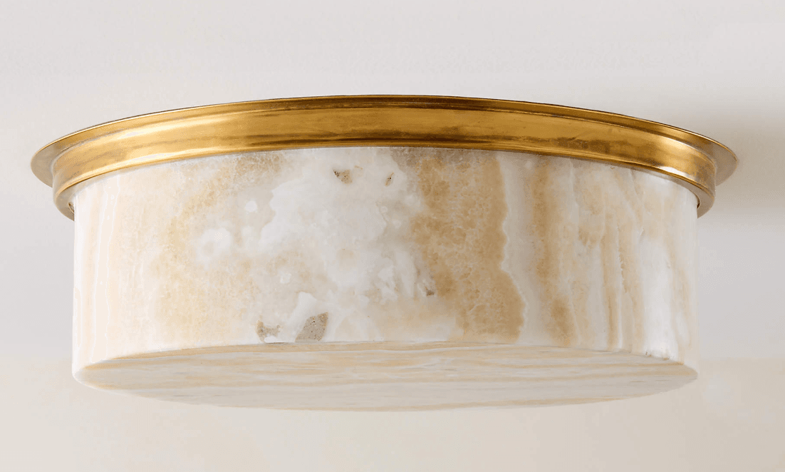 CB2 Natalia Onyx & Aged Brass Flush Mount Light – New / Never Installed