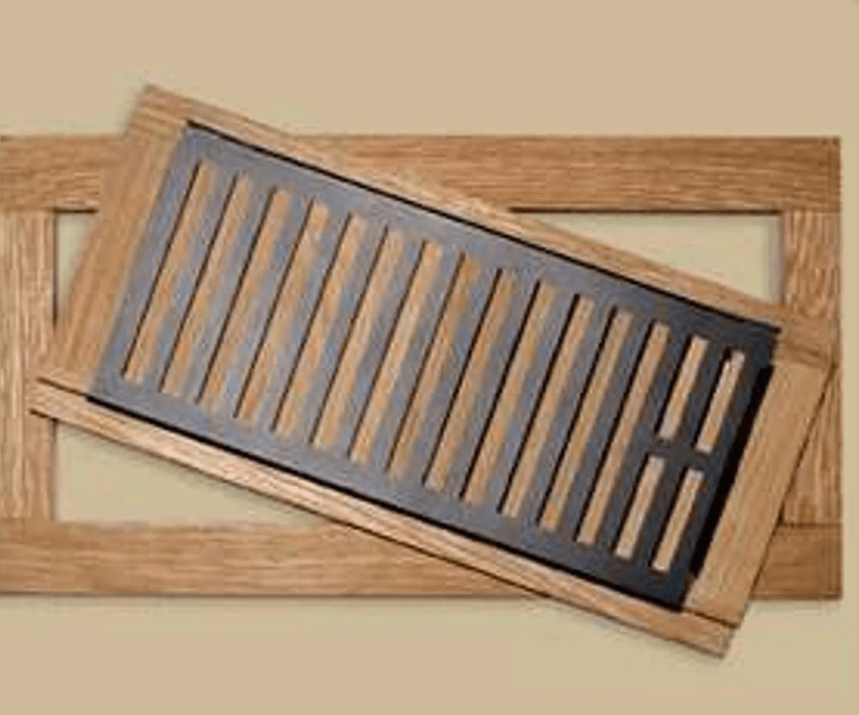 NEW White Oak 4x10 with damper hardwood floor grill / vent - alternate view