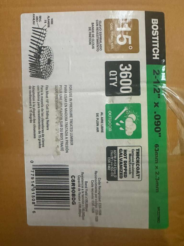 10800x Bostitch 2.5in Coil Siding Nails NEW - Mastic - alternate view