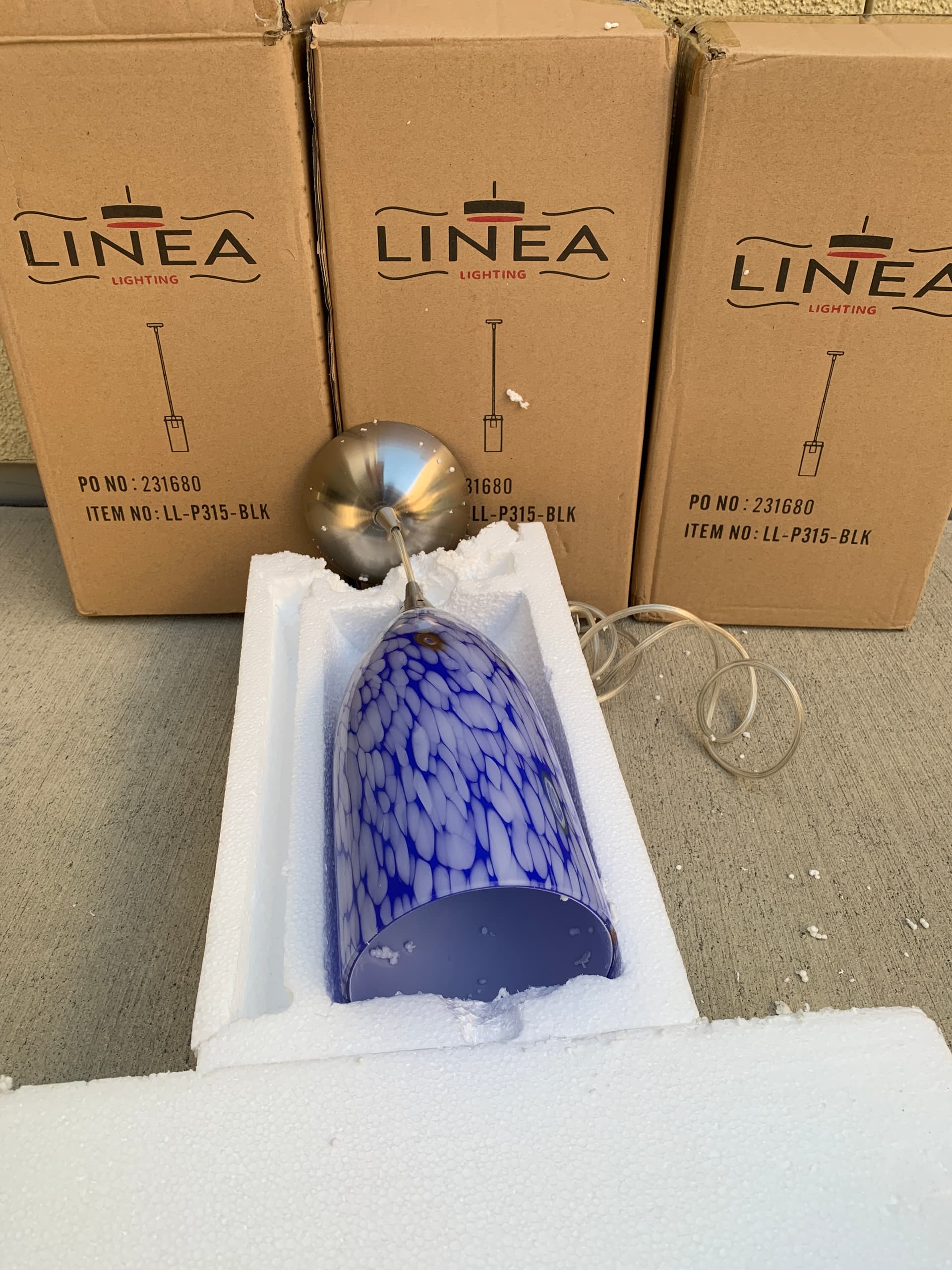 3 BRAND NEW LINEA LIGHTING GLASS PENDANT SCONCES - alternate view