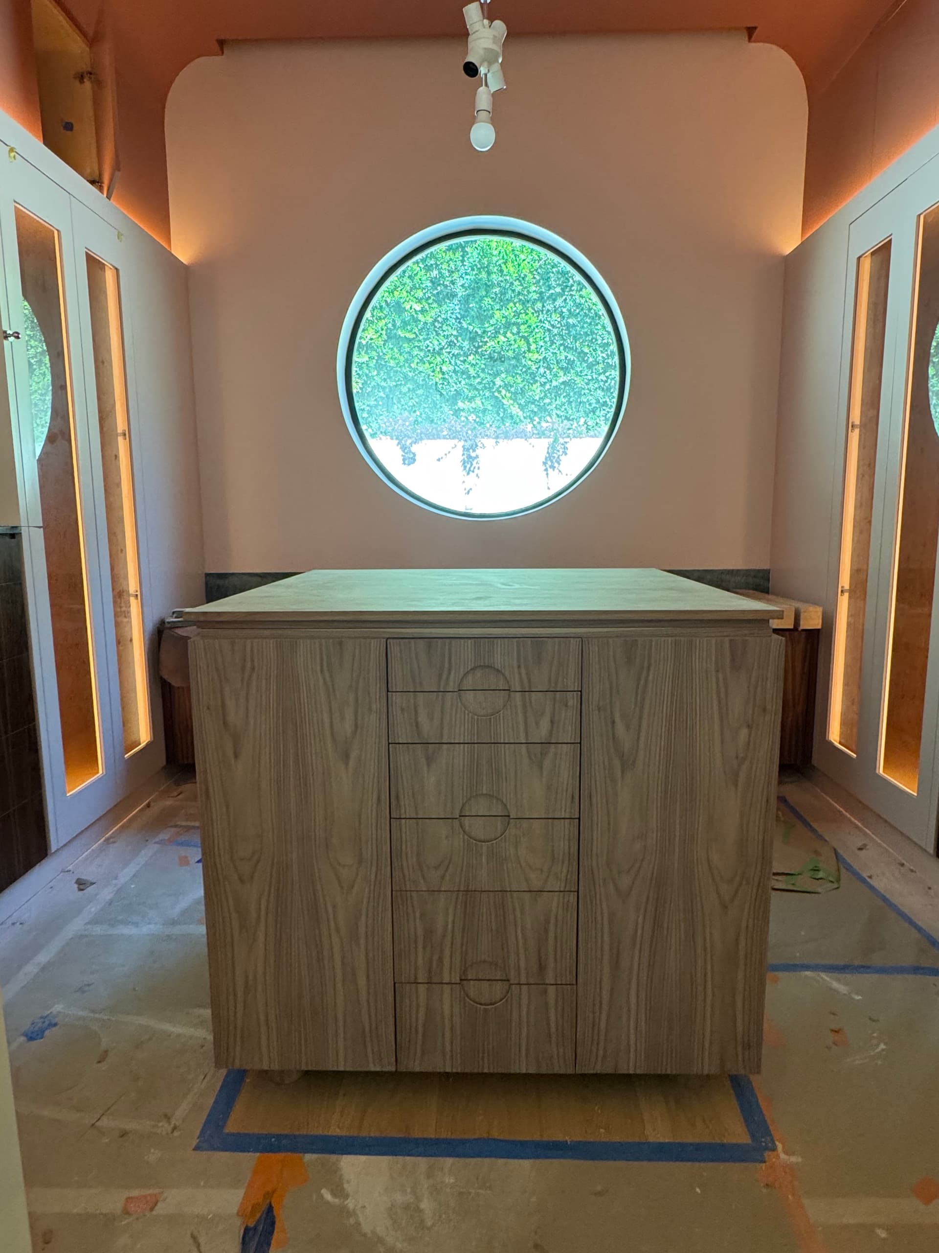 Black oak custom closet console. Never used.