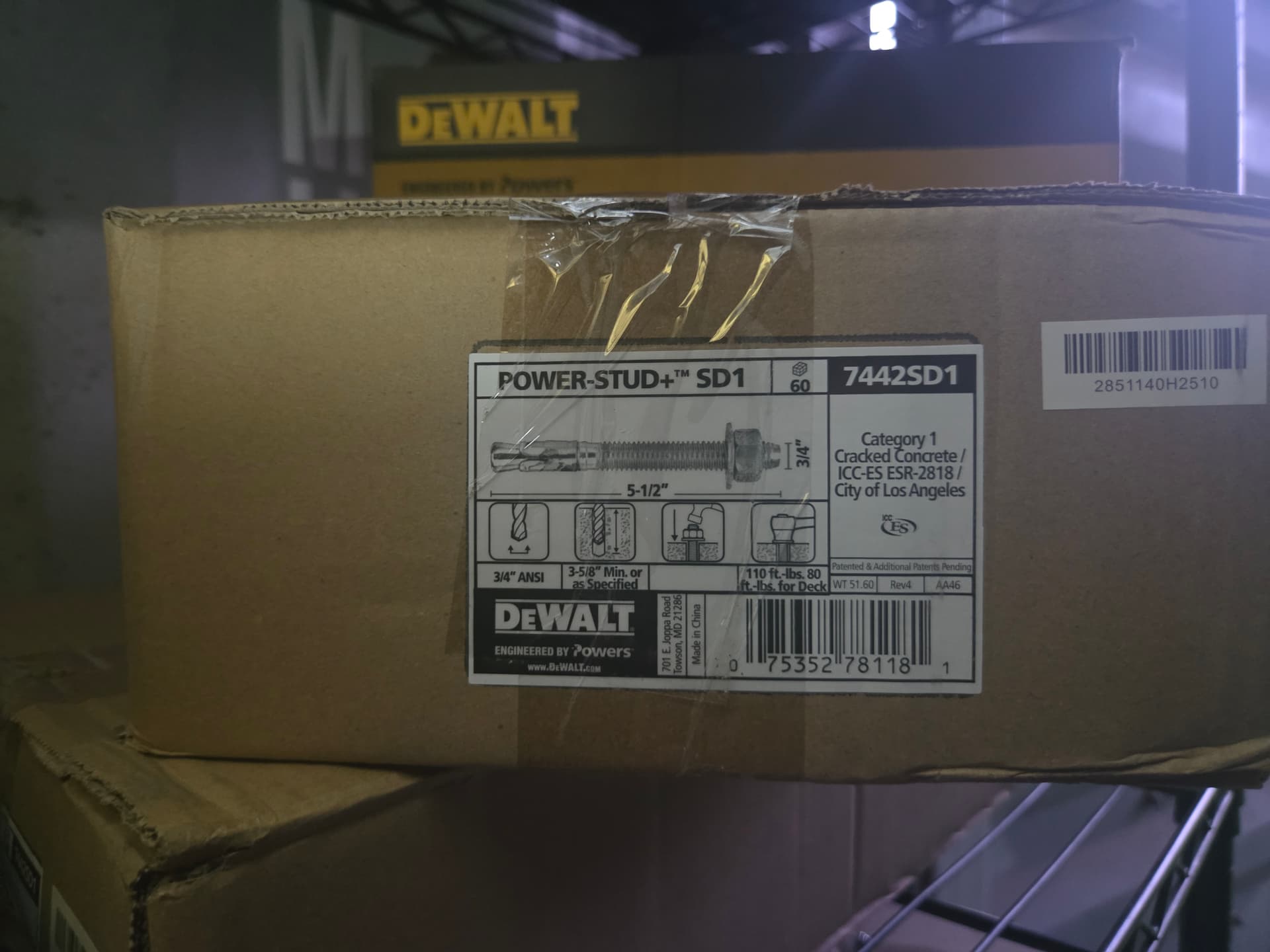 Dewalt 3/4" concrete anchors