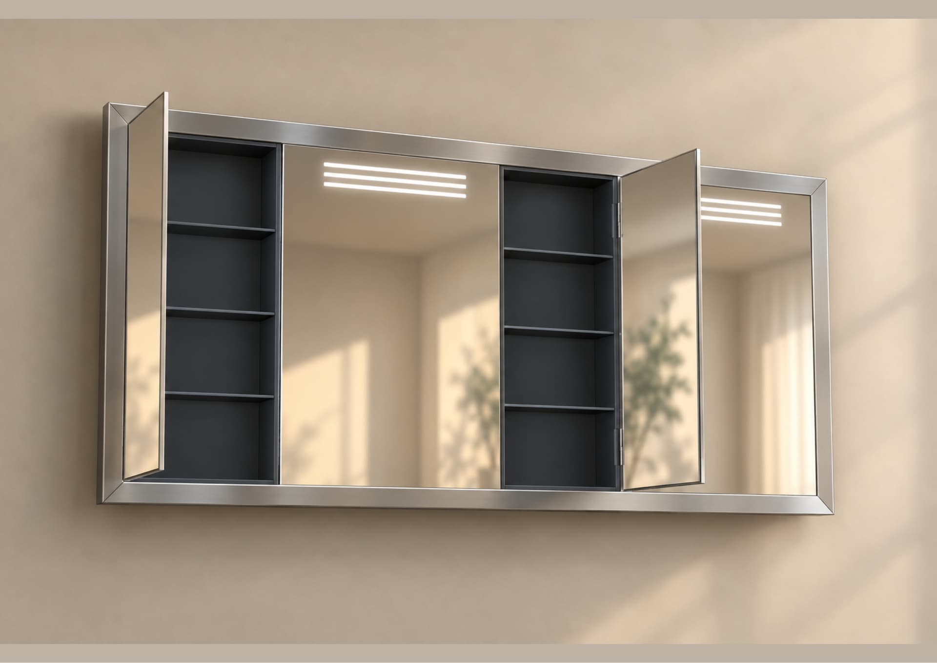 2 Custom made Oversized LED & Antifog Mirror Cabinet - alternate view