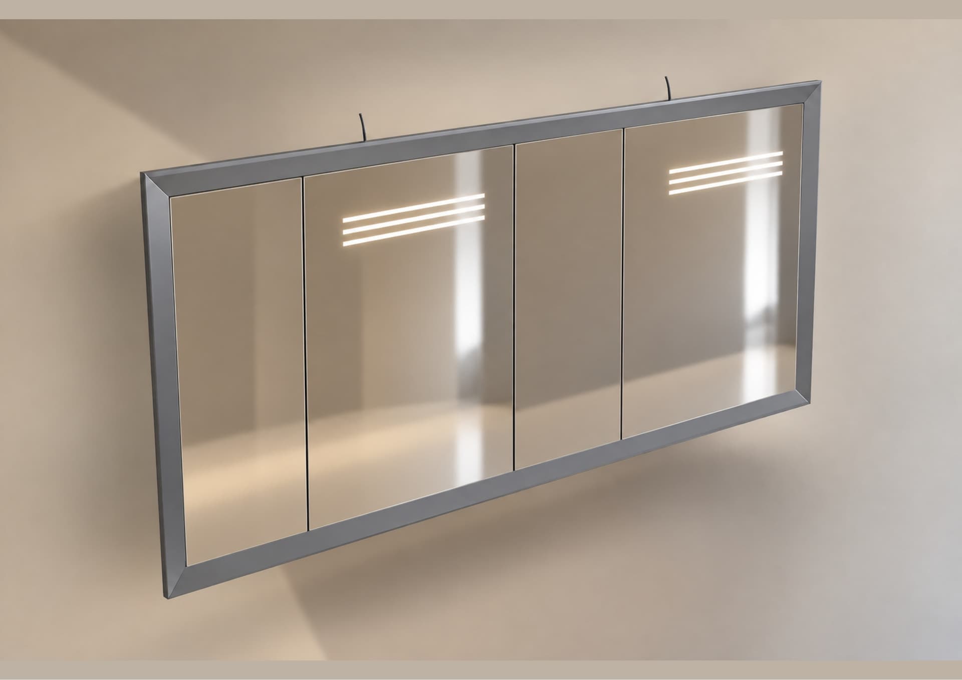 2 Custom made Oversized LED & Antifog Mirror Cabinet