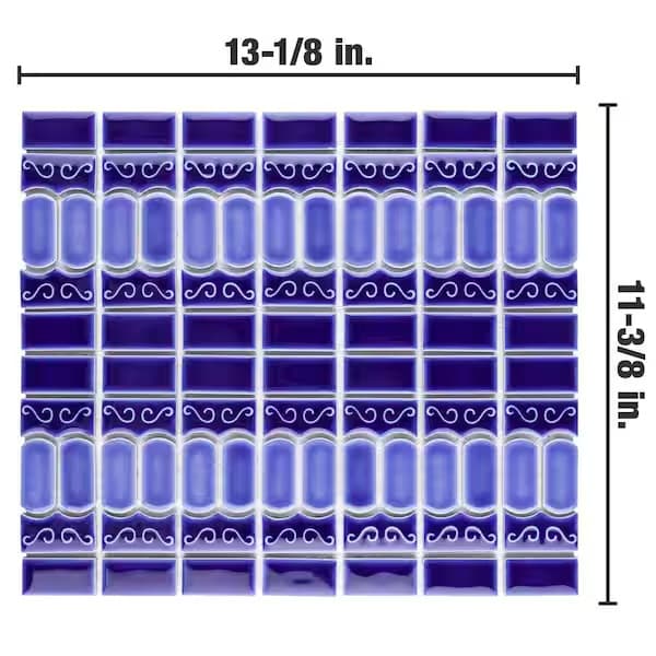 1,155 SQ FT Bulk Lot: SomerTile Modena Cobalt Blue 11-1/2" x 13-1/8" Porcelain Mosaic Tile (108 Full - alternate view