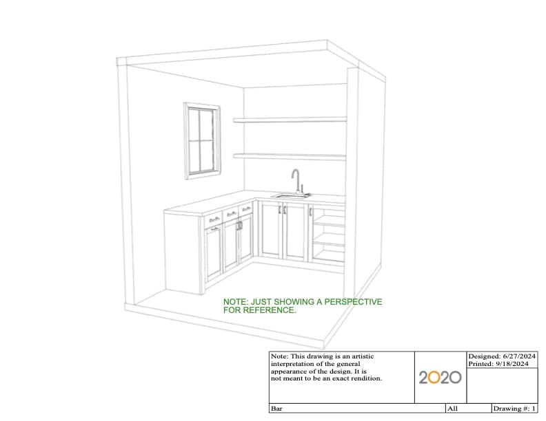 *Brand New Custom Plato Woodwork Cabinets - Wet Bar and Floating Shelves - alternate view