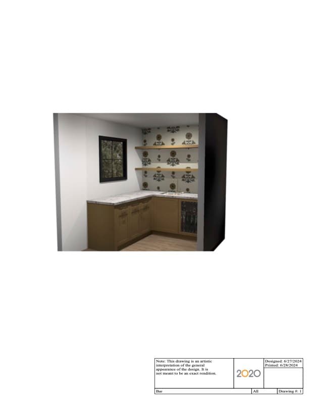 *Brand New Custom Plato Woodwork Cabinets - Wet Bar and Floating Shelves