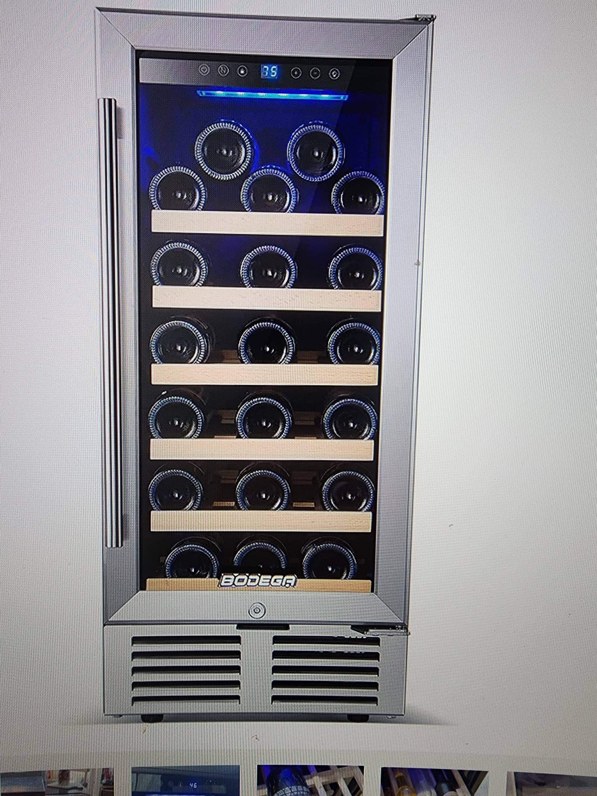 15 Inch glass under the counter wine cooler