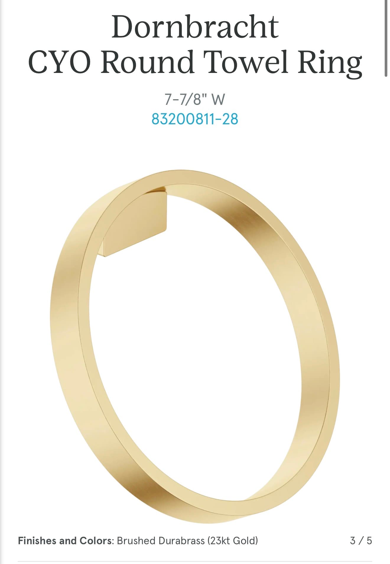 (Dornbracht) #83200811-28 Cyo Matt Durabrass Towel Ring
