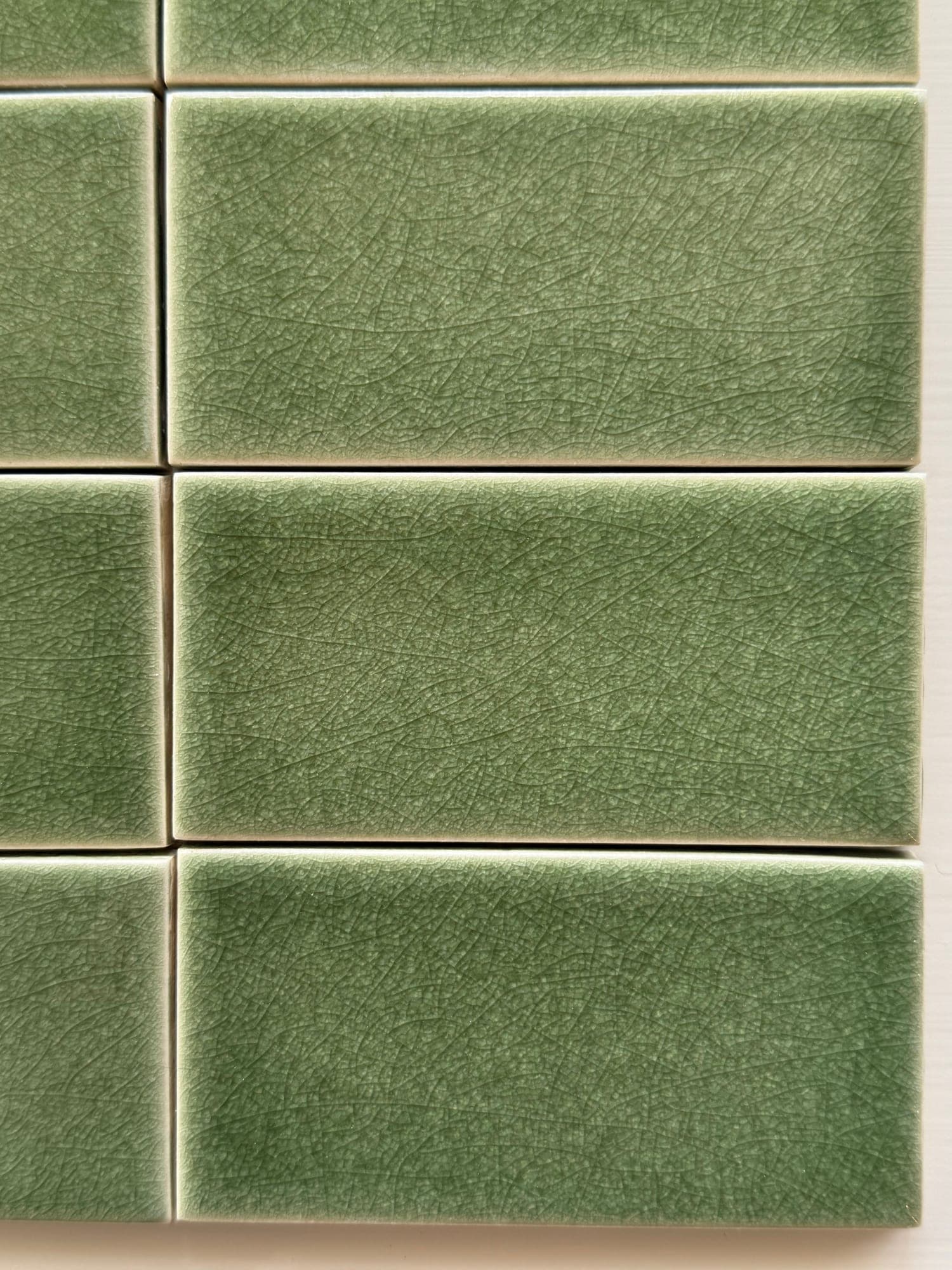 Fireclay Tile 2x4 Basil Crackle on White Clay