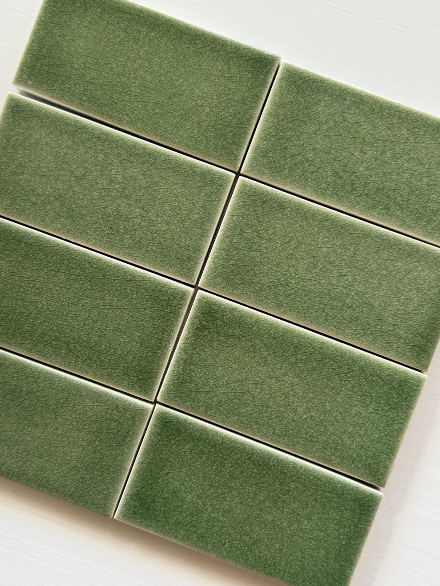 Fireclay Tile 2x4 Basil Crackle on White Clay - alternate view