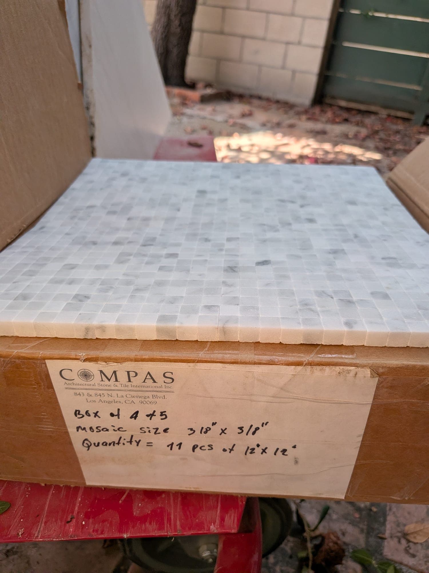 4 boxes of high end marble mosaic tile from Compas Architectural Stone & Tile (Beverly Hills)