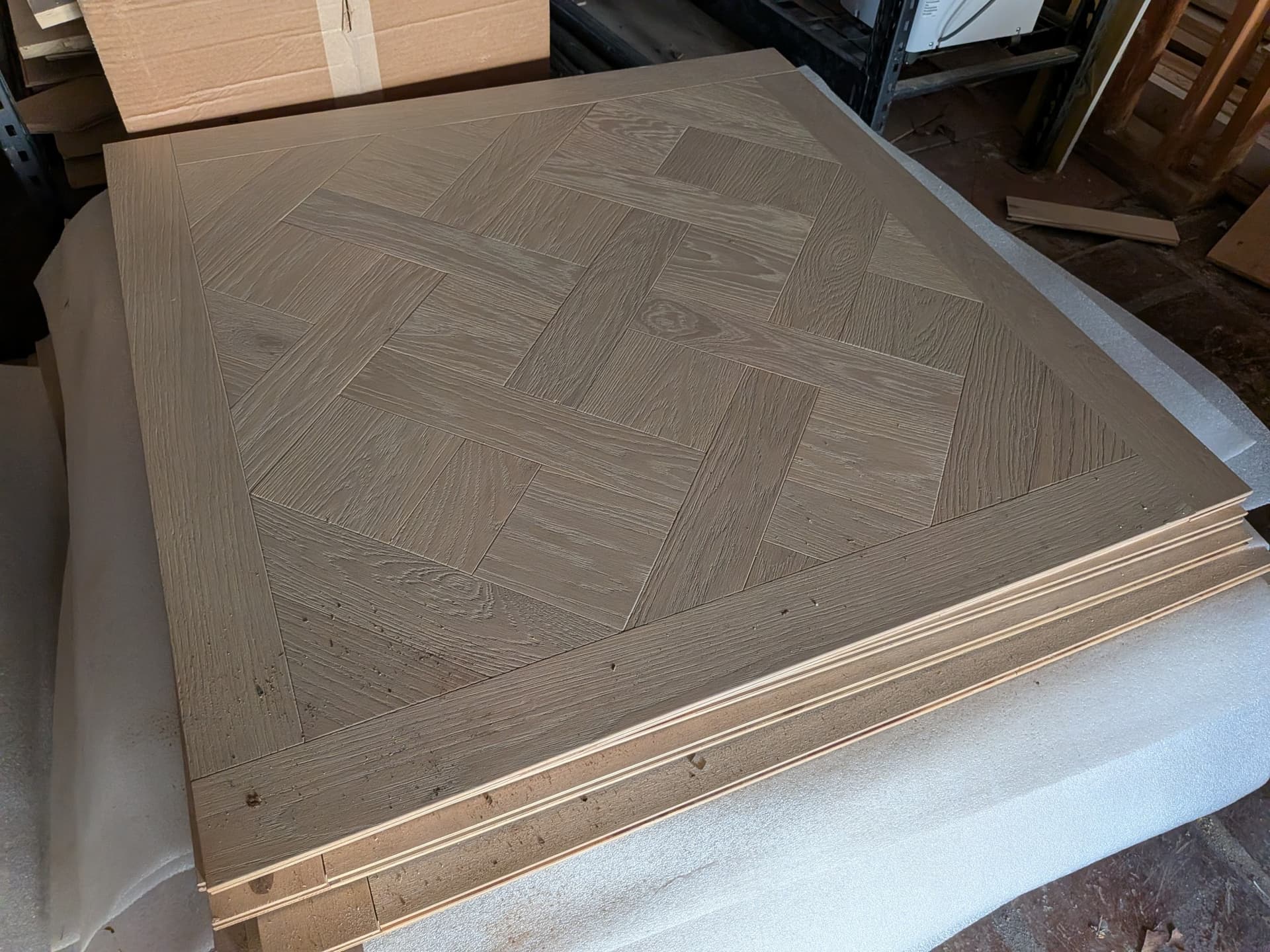 Versailles-style oak parquet panels