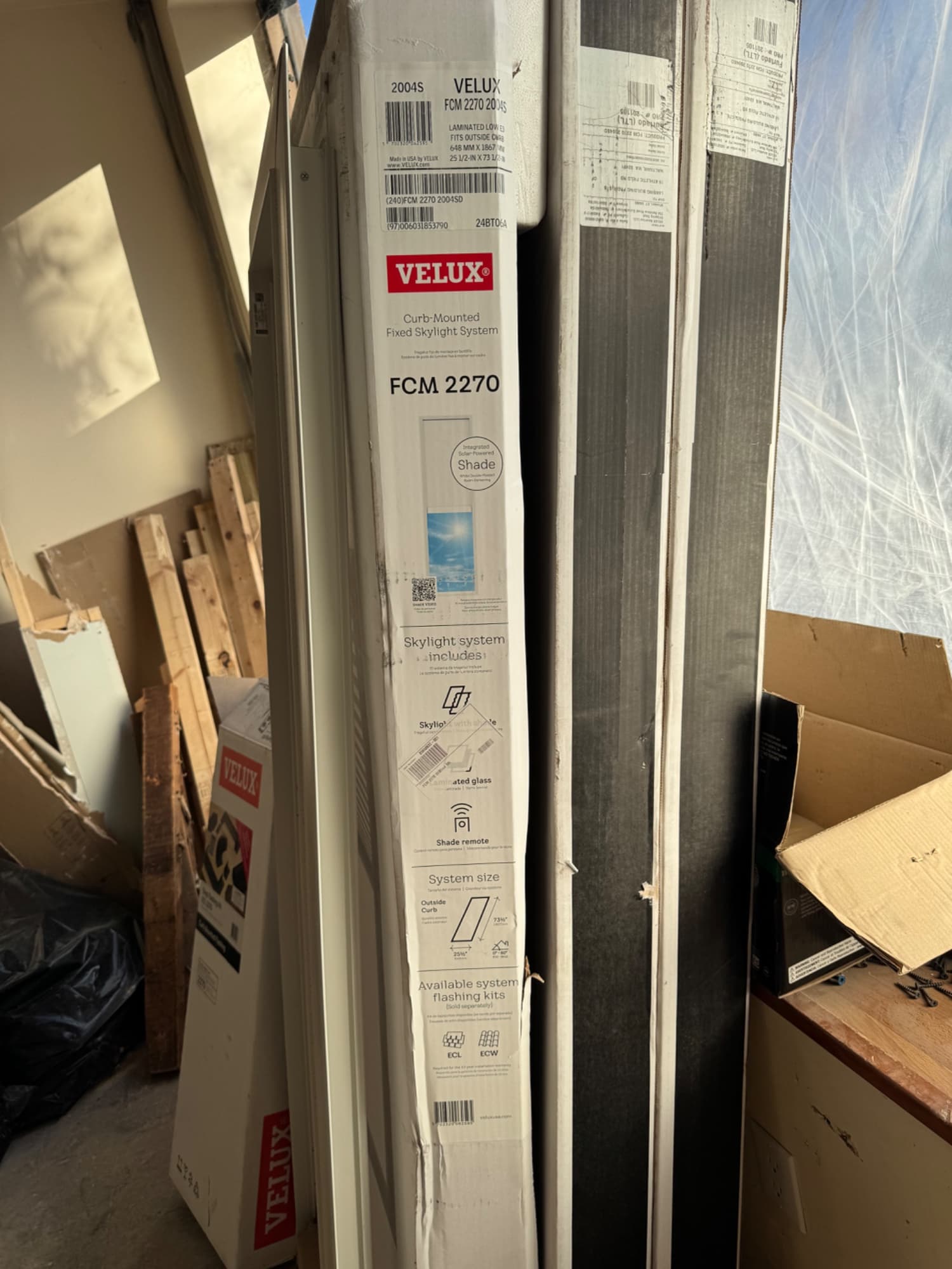 3 NEW VELUX FCM 2270 Skylights with Solar Shades & Flashing - alternate view