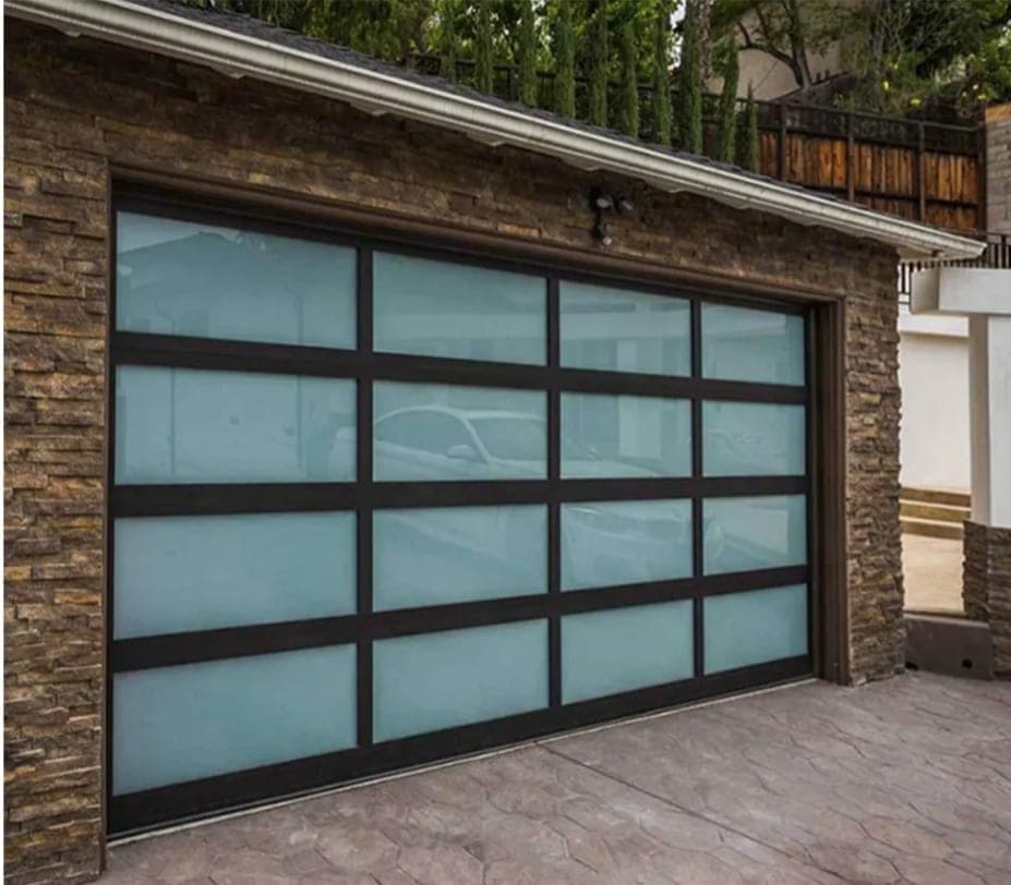 16' x 8' Full view frosted glass garage door