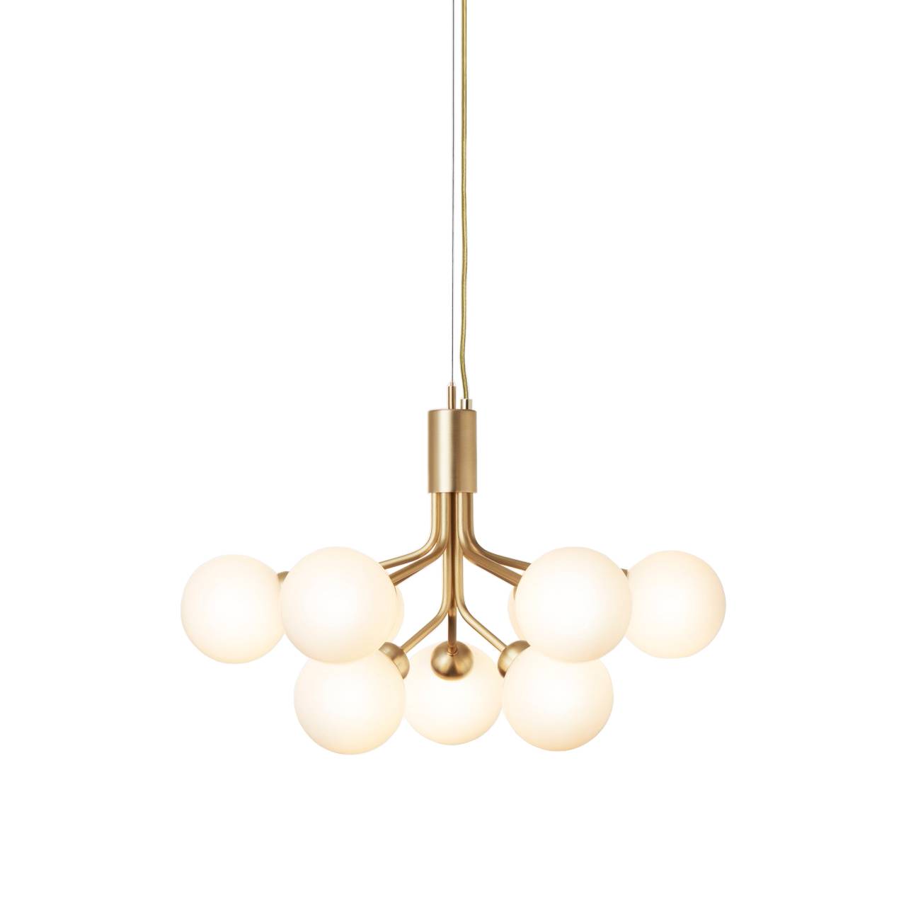 Nuura | Apiales 9 Chandelier Brushed Brass, Opal White + Gold