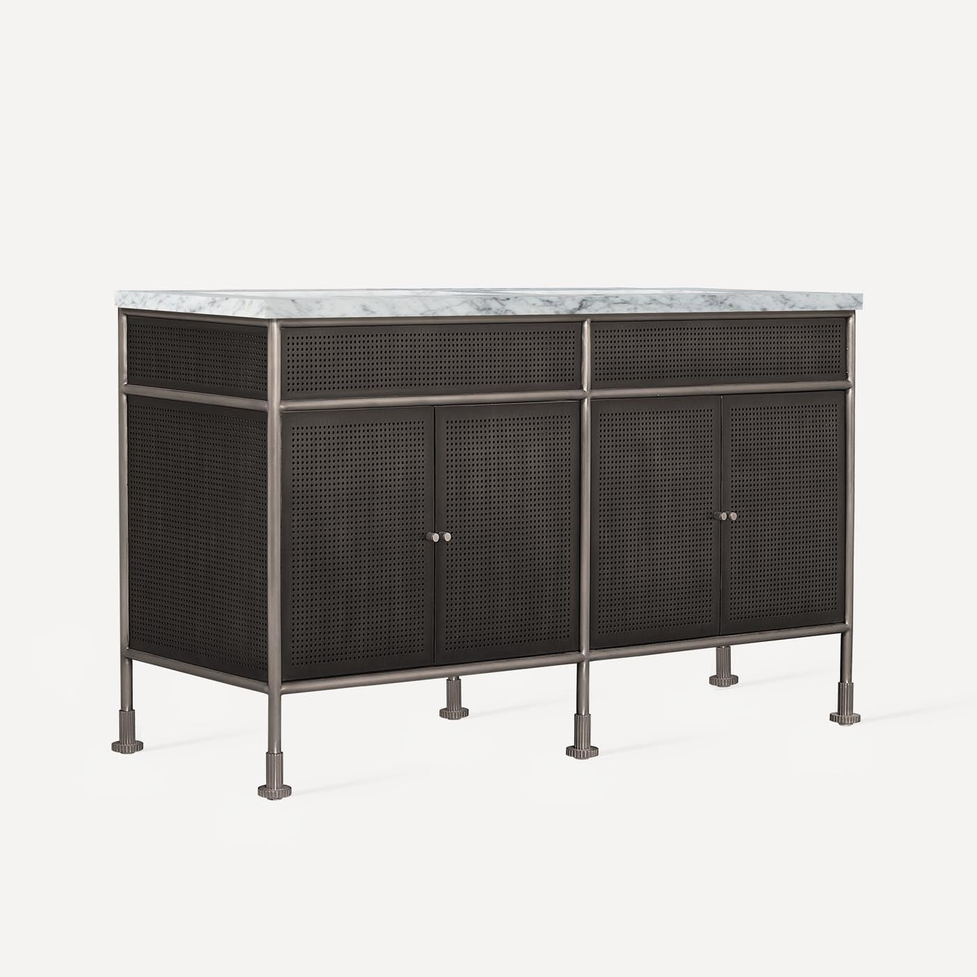 Robern | Mackey Vanity 60 x 34 x 23 in Brushed Pewter w Iron Black No Vanity Top