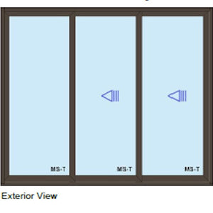 Loewen | 3-Panel Multi-Slide Exterior Door, 102 x 85 OXX. Alum Ext, Fir Interior