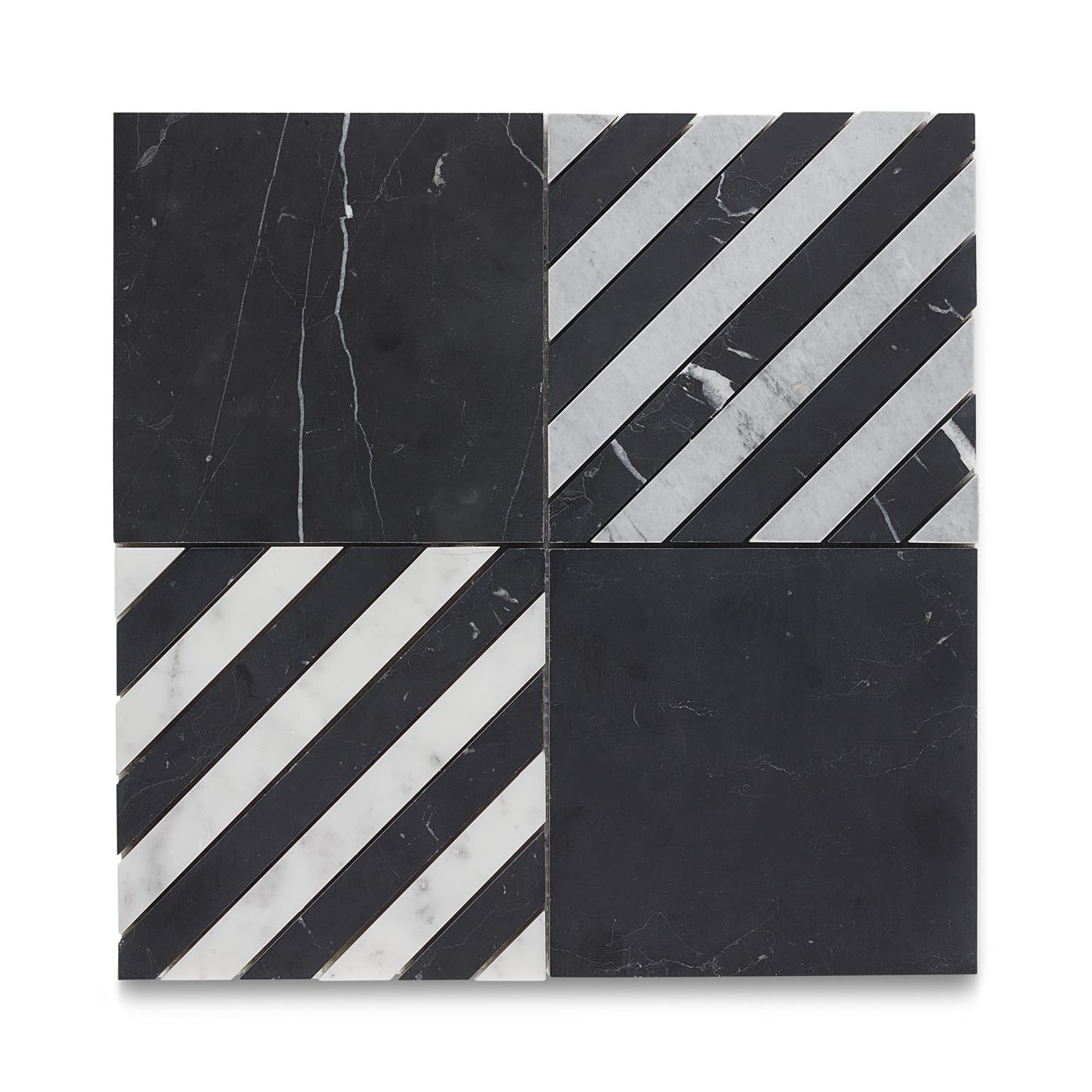 Ann Sacks | Liaison Tuxedo Check Stone Mosaic Tile Black Blend