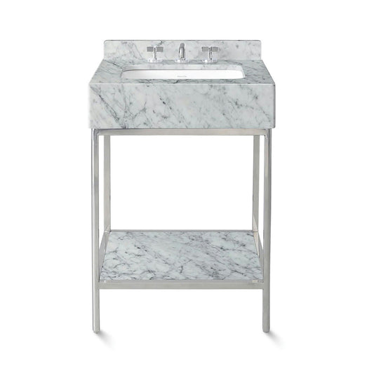 Ann Sacks | Cornell 24" Carrara Marble Vanity 1-Shelf Polished Steel w/ Sink