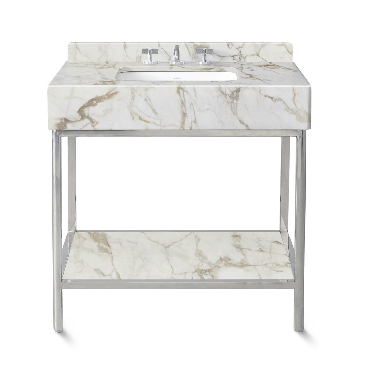 Ann Sacks | Cornell 36" Calacatta Marble Vanity 1-Shelf Polished Steel w/ Sink