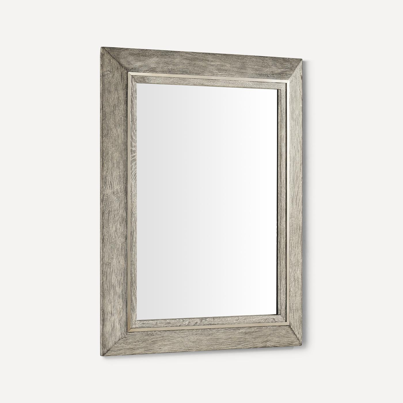 Robern | Wood Mirror w Metal Inlay 24 x 30 x 1-1/2 in Lt Gray Oak w Brush Pewter