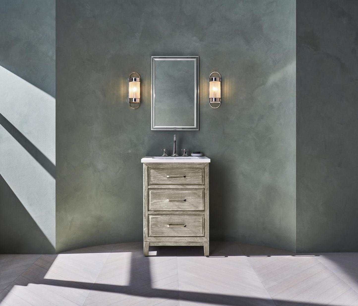 Robern | Chestnut Hill Vanity 24 x 34 x 23 in Lgt Gray Oak w Brush Pewter No Top