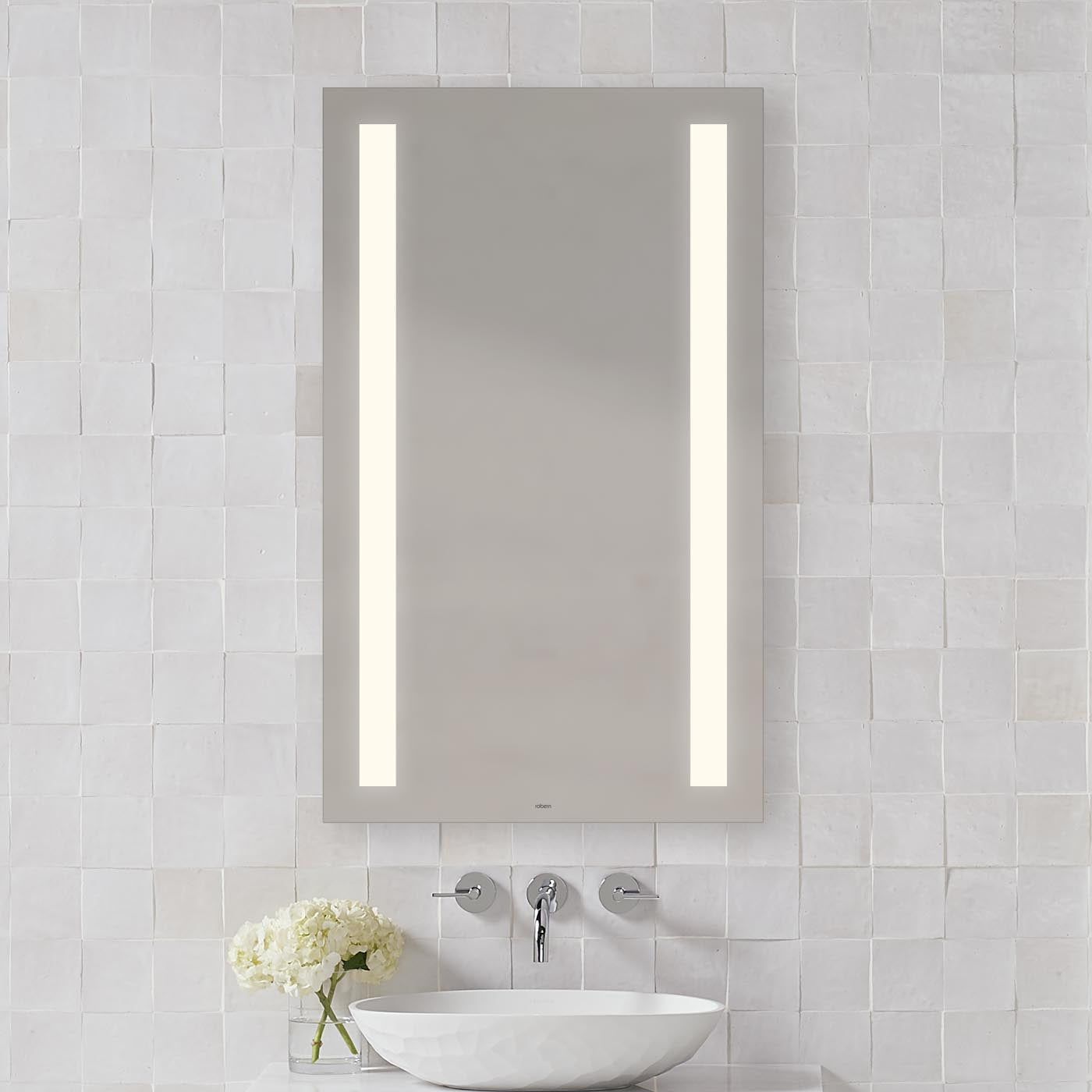 Robern | Vitality Lighted Mirror 36 x 30 x 1-3/4" Column Light Warm 3K Dim Defog