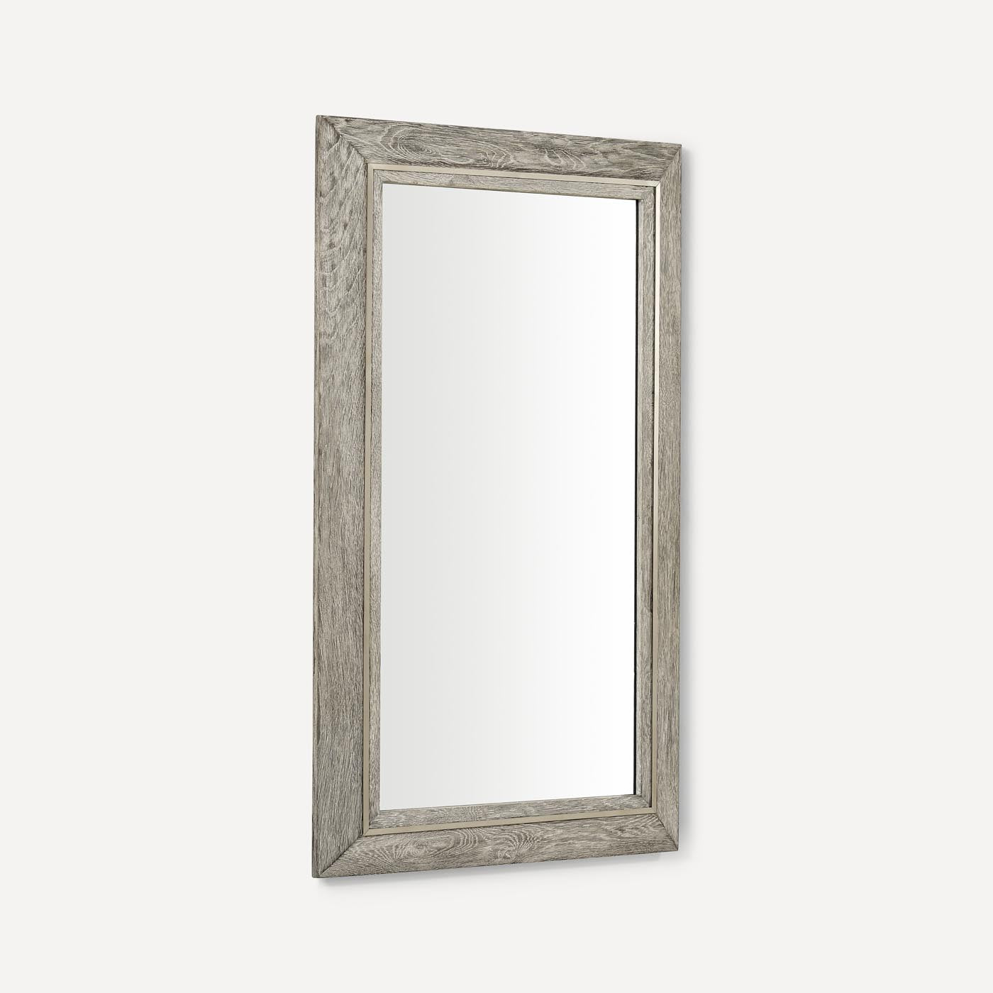 Robern | Wood Mirror w Metal Inlay 24 x 40 x 1-1/2 in Lt Gray Oak w Brush Pewter