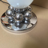 Pair of Table Lamps | Polished Nickel and White Glass Shade Round Accent Balls