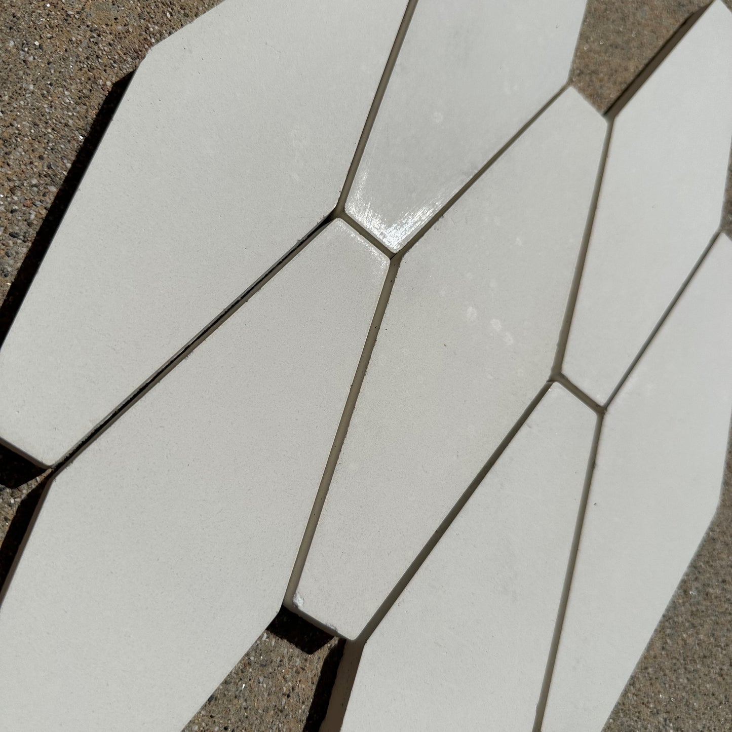 Tesselle | Élan White 8"x2.5" Elongated Hex Cement Wall Tile