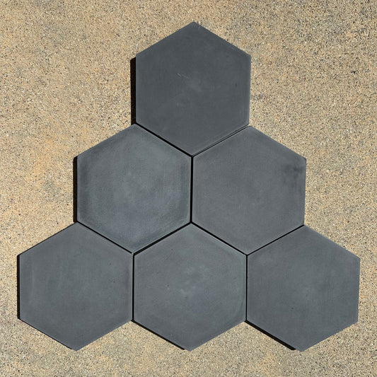 Tesselle | Concord Graphite 7"x6" Hexagonal Cement Wall Tile