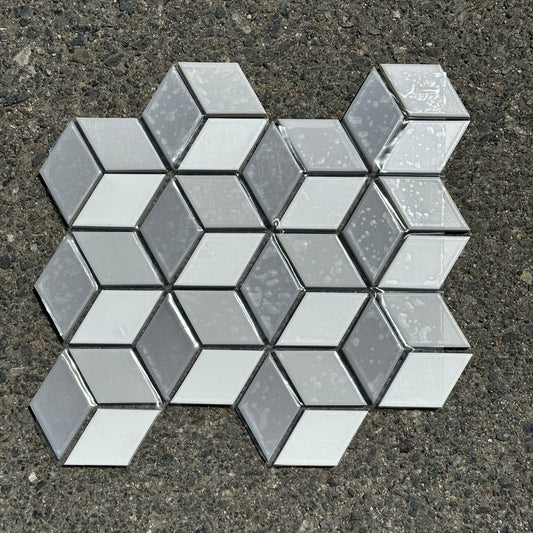 Heath Ceramics | Little Diamond in Chalk, Storm and Cloud Grey