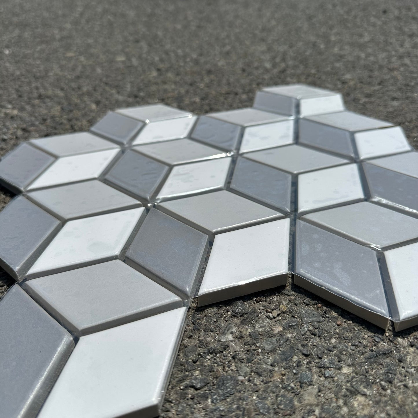 Heath Ceramics | Little Diamond in Chalk, Storm and Cloud Grey