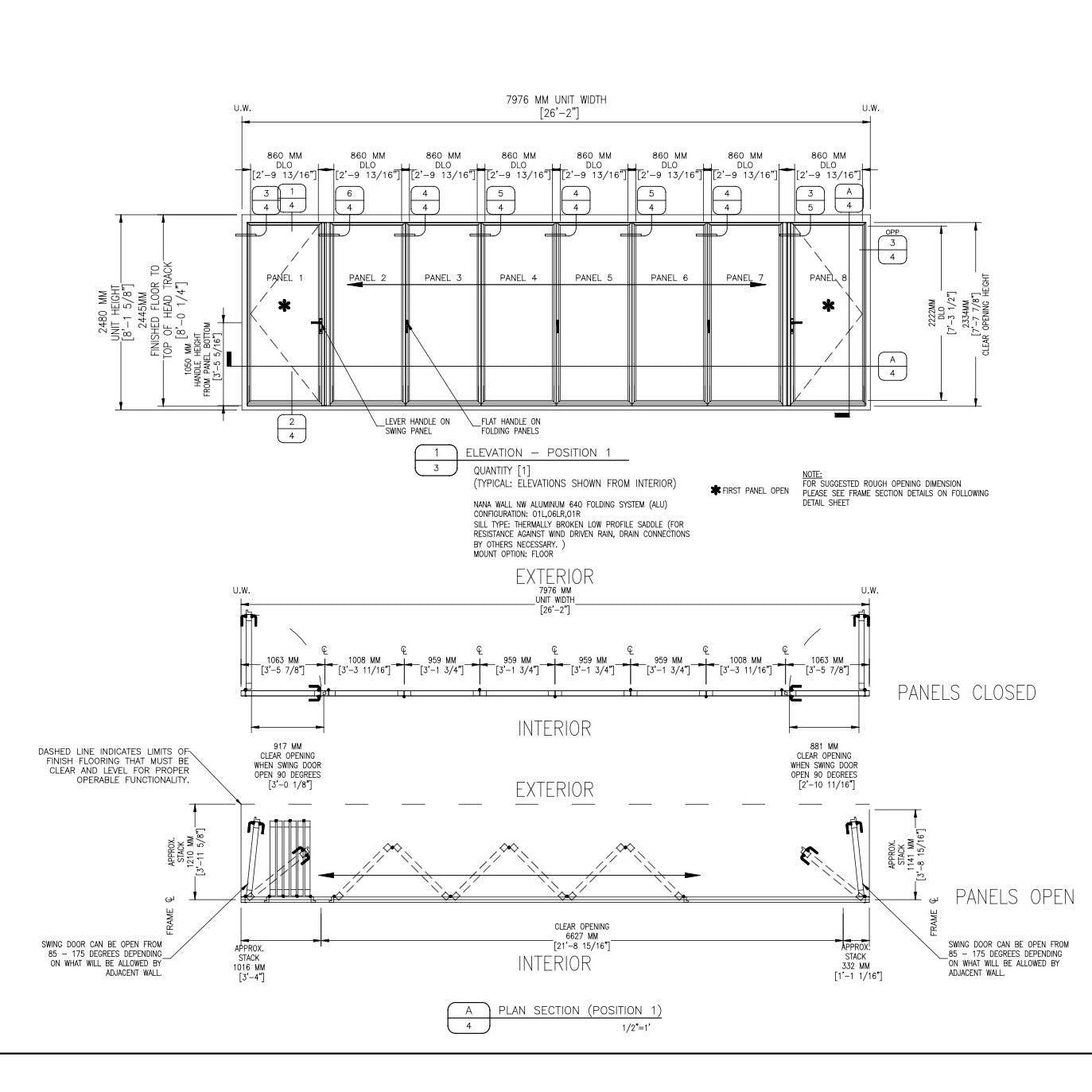 NanaWall | NW Aluminum 640 8 Panel Folding Door System