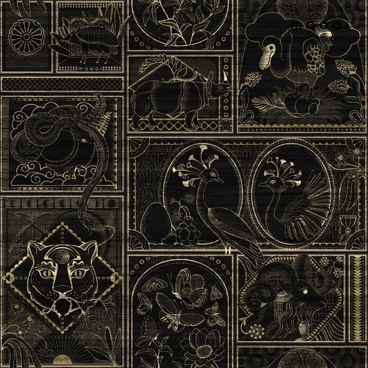 Memento Moooi Wallcovering | MO4040 Golden Tiger in Ebony
