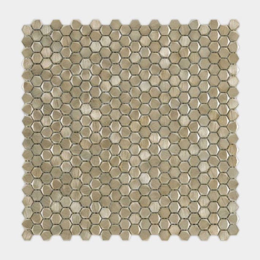 Porcelanosa | Gravity Aluminum Hexagon Gold Tile 12x12